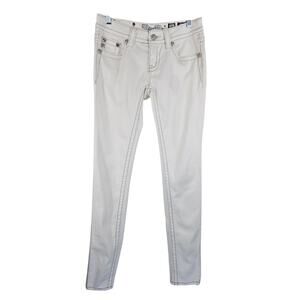 Miss Me White Bling Sequenced Pockets Women's Skinny Jeans 26